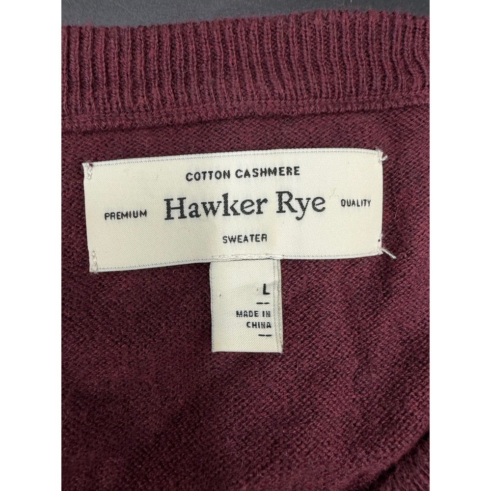 Hawker Rye Womens V-Neck Cotton Cashmere Knit Sweater Burgundy Large - Picture 4 of 5